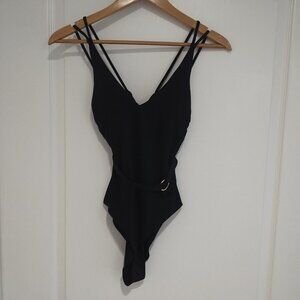 Bikini Bliss One Piece Black Belted Bathing Suit M